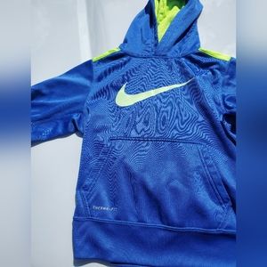 Nike Sweatshirt size small kids blue with green details , therma -fit